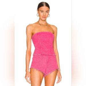 New Without Tags Superdown Domonique Pink Strapless Denim Top Size Xs